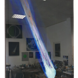 Öl auf Leinwand, mit hellgrüner Acrylglasscheibe abgedeckt, 87,2 x 65,7 cm, 2023