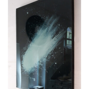 Öl auf Leinwand, mit hellgrüner Acrylglasscheibe abgedeckt, 87,2 x 65,7 cm, 2023