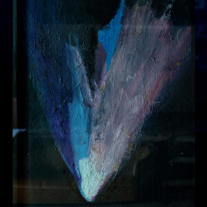 Öl auf Leinwand, mit hellgrüner Acrylglasscheibe abgedeckt, 87,2 x 65,7 cm, 2023