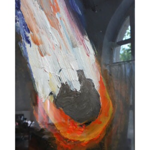 Öl auf Leinwand, mit hellgrüner Acrylglasscheibe abgedeckt, 87,2 x 65,7 cm, 2023