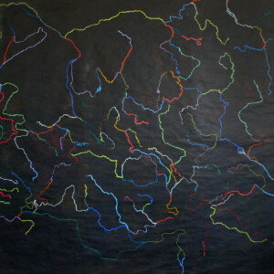 Wachskreide auf Schultafellack auf Schulwandkarte, 167 x 201 cm, 2006