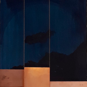 Gouache, Tusche und Kupferplatten auf Holzgrund, 49 x 37,5 cm 2021