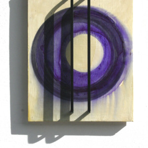 Holzgrund, Tusche, Schellack, Eisenteile, 49 x 37,5 x 6 cm, 2019