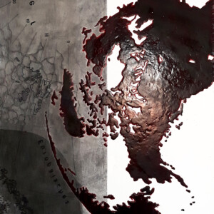 Graphit, Tusche, Folie auf Holzgrund, 49 x 37,5 cm, 2020